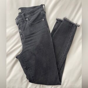 Madewell Charcoal Frayed Hem Ankle Jeans
